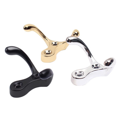 2X Dual Prong Wall Mounted Coat Hooks for Kitchen and Bathroom