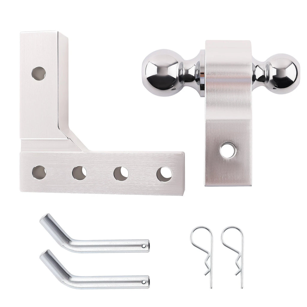 6" Adjustable Trailer Raise Drop with Double Hitch Ball Mount Receiver