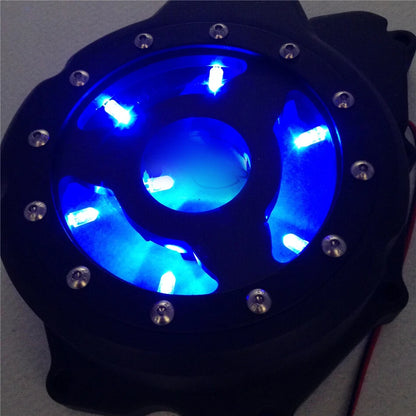 Blue LED Left Engine Stator Cover for Yamaha YZF-R6 (2006–2021)