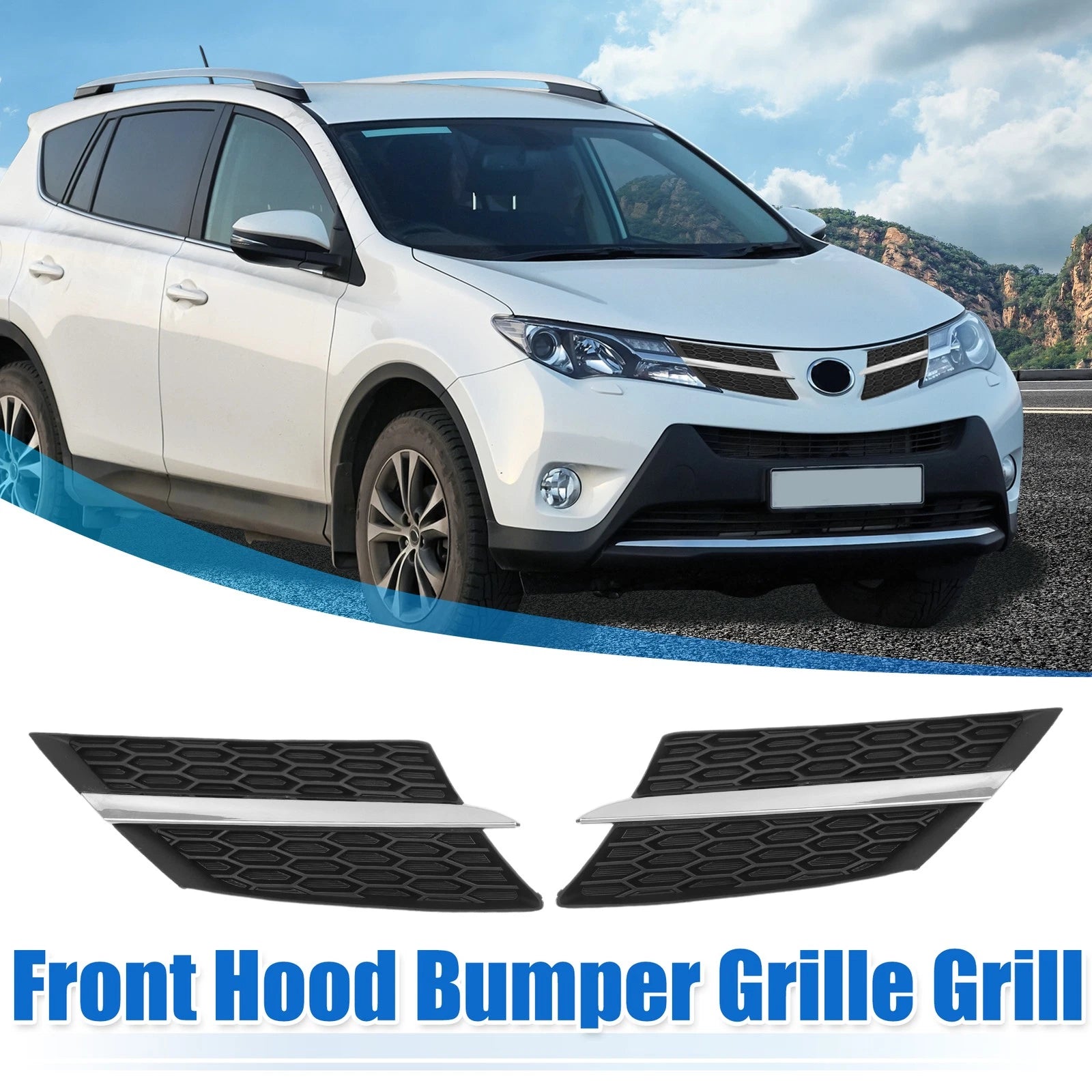 Front Hood Bumper Grille Pair Replacement for Toyota RAV4 (2013–2015)