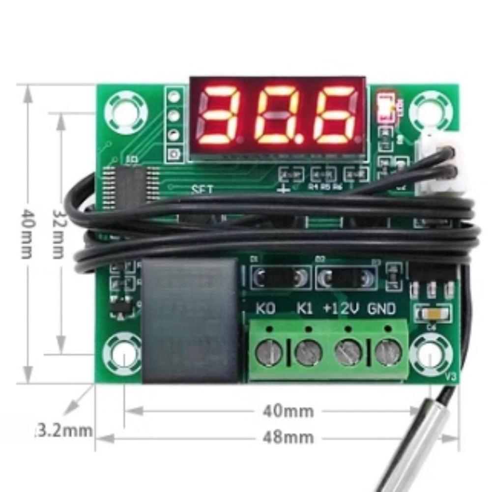12V LCD Temperature Controller W1209 Small Size for Automotive (4.8x4x1.6cm)