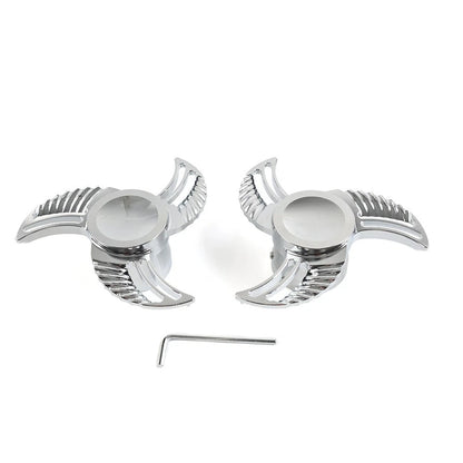 2x Spun Blade Spinning Front Axle Caps Nut Covers For Harley Softail Dyna Chrome