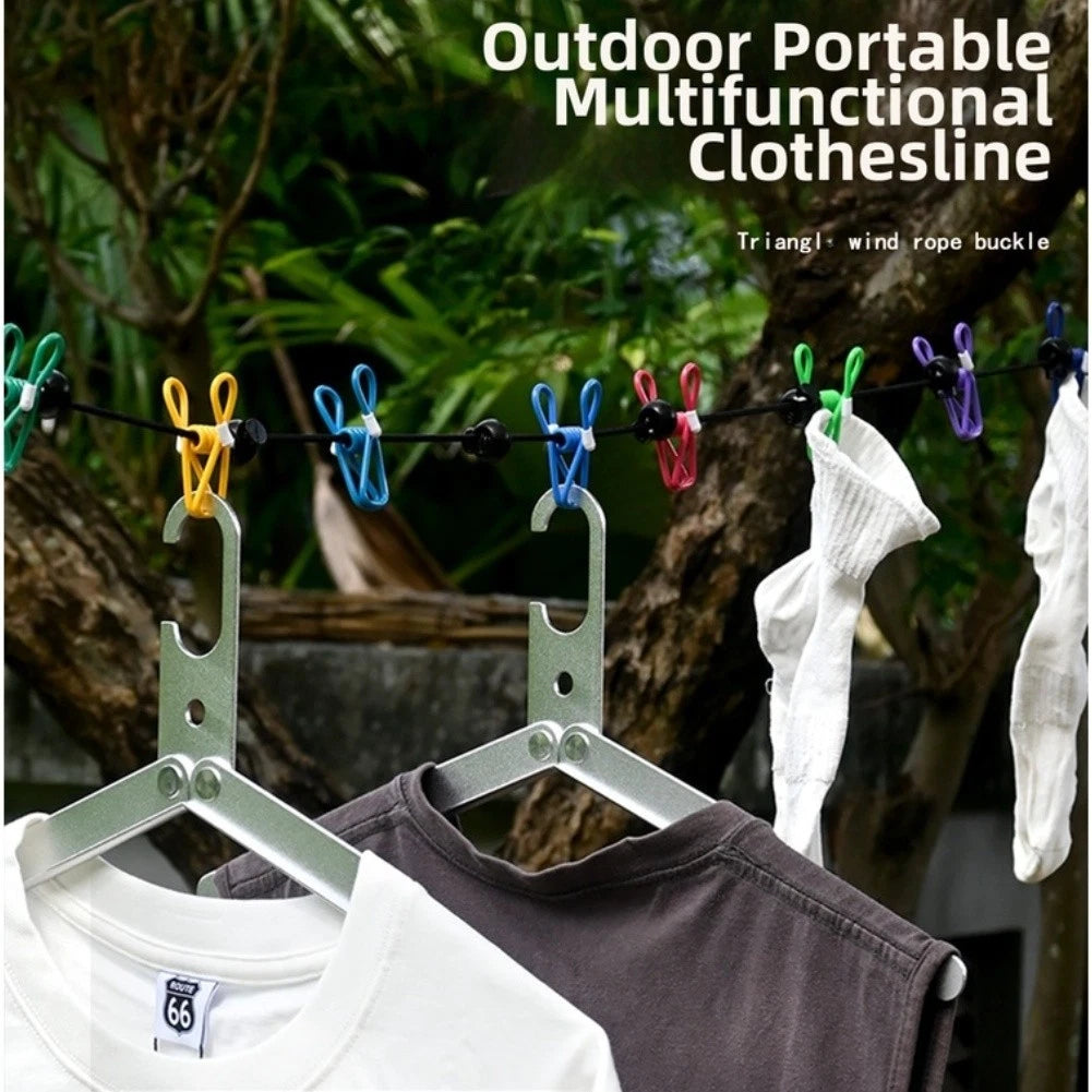 12 Clip Lightweight Travel Clothesline with Reinforced Iron Hooks