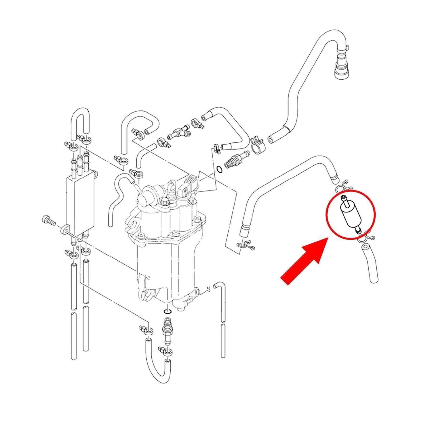 In-Line Fuel Filter/Strainer for Yamaha F70 F75 F90 F115 (2000–2023) 6C5-24251-00-00