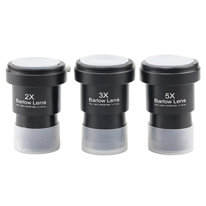 Set of 3 Barlow Lens 2X 3X 5X for Astronomical Telescope
