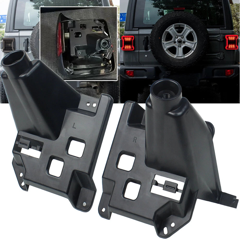 2X Black Rear Taillight Bracket for Jeep Wrangler JL (2018–2019)