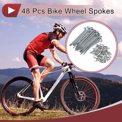 Bike Wheel Spokes Set 80mm Carbon Steel Galvanized for 10G Bicycles (48)