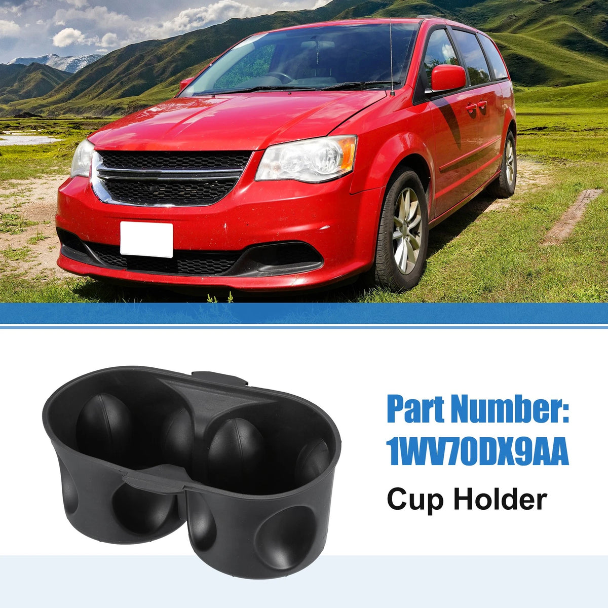 Cup Holder Replacement for Dodge Grand Caravan (2011–2020) No. 1WV70DX9AA Black