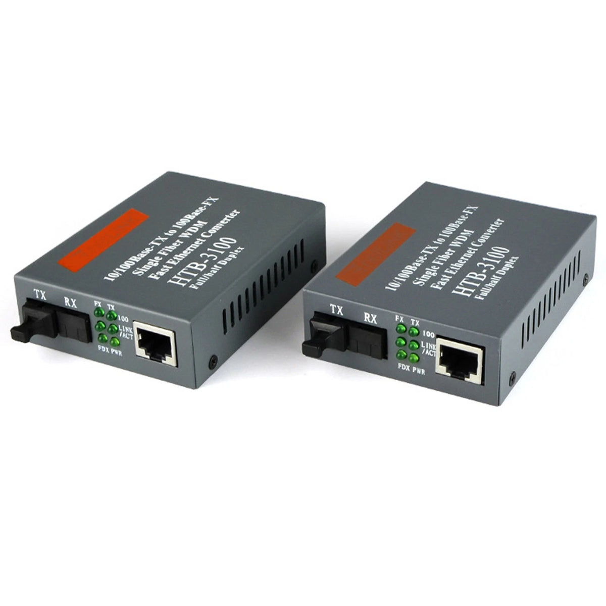 2Pcs Ethernet to Fiber Optic Media Converter for Singlemode 25Km