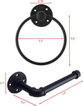 Set of 4 Black Wall Mounted Bathroom Pipe Hardware Accessories for