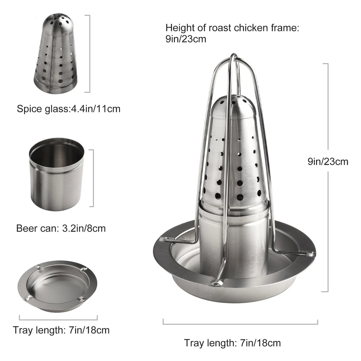 Stainless Steel Chicken Roaster with Circular Beer Can Slot
