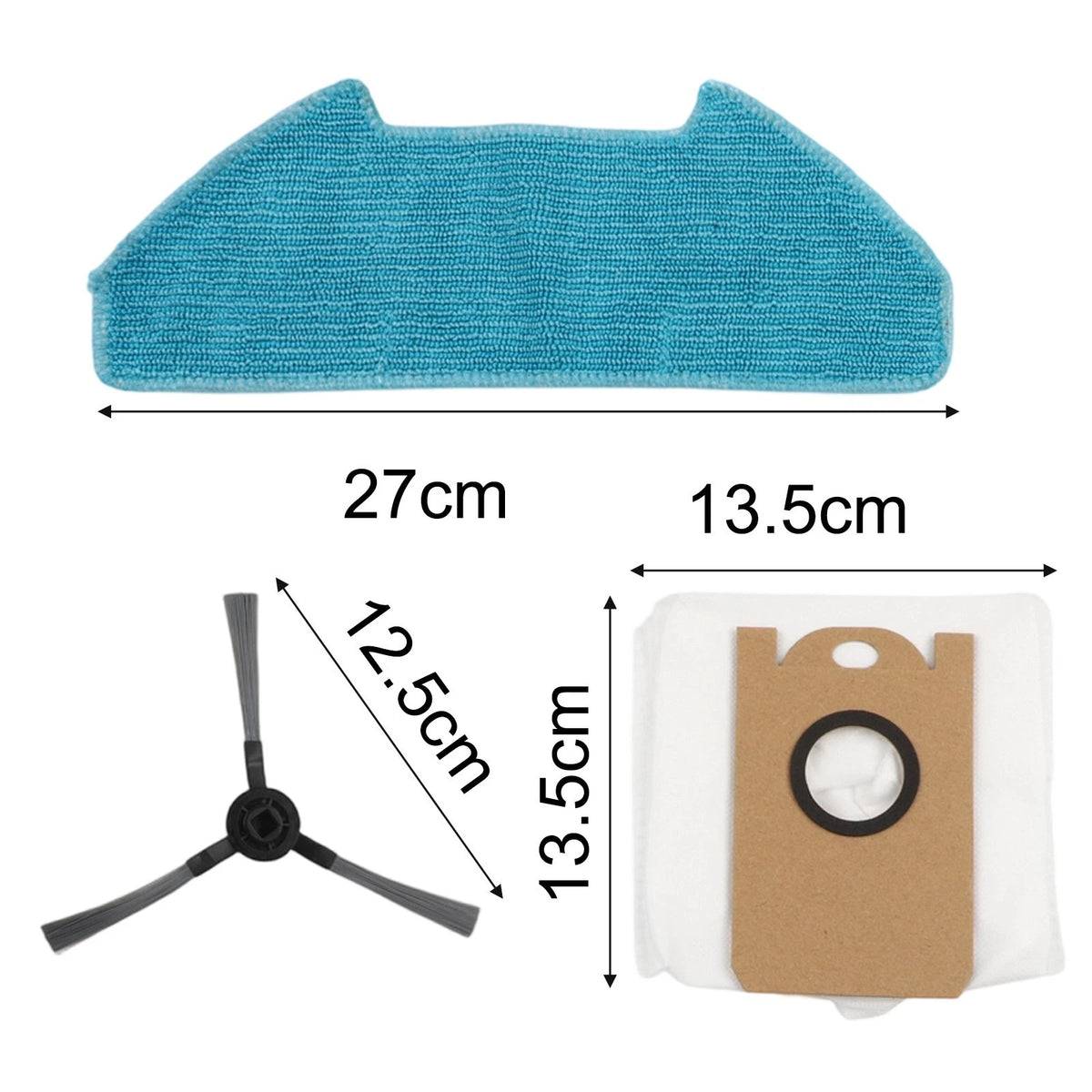 Replacement Cloth Dust Bags and Side Brush Kit for Redkey R10 Robot Vacuum
