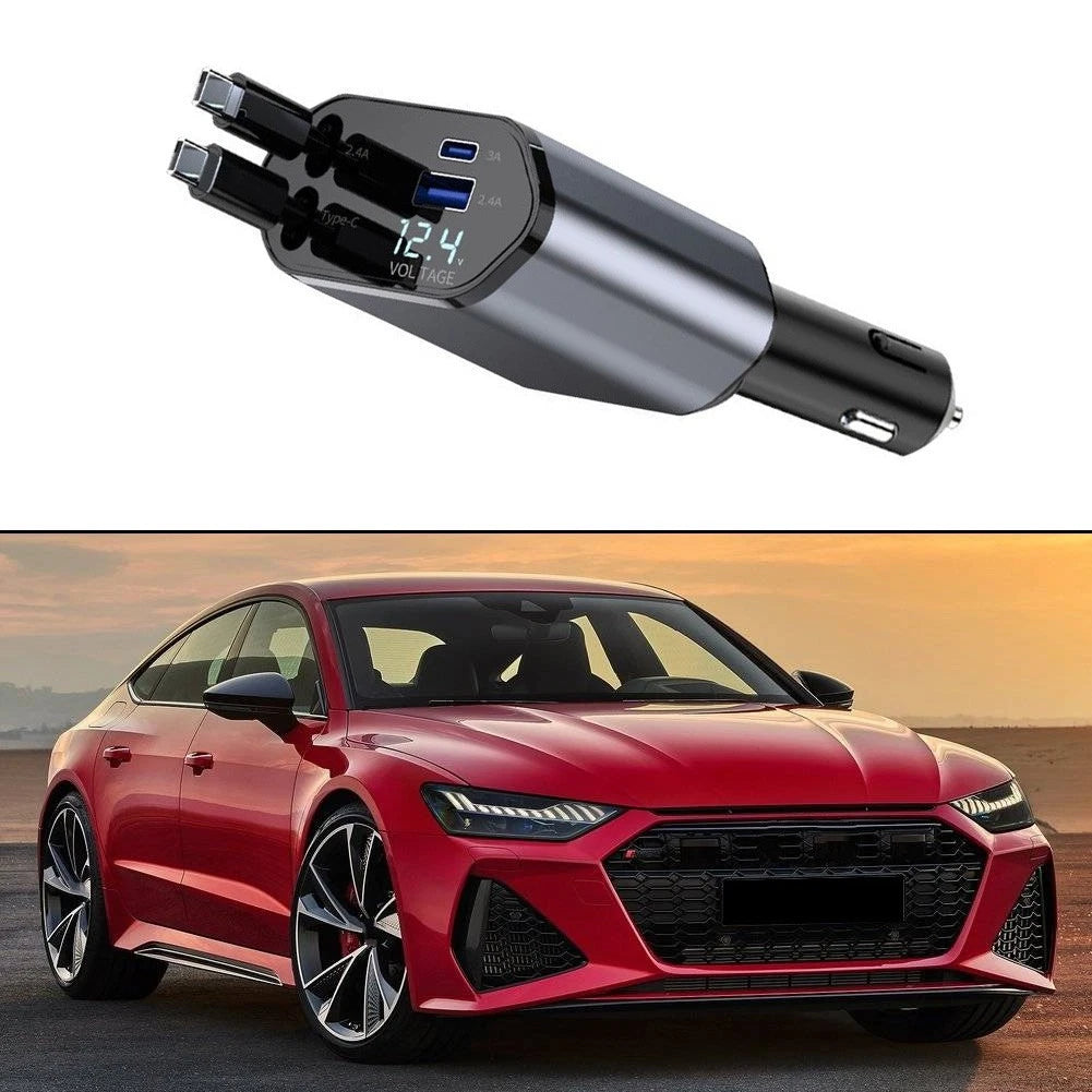 Retractable Dual Port Car Phone Charger for Universal Use (2010–2023)