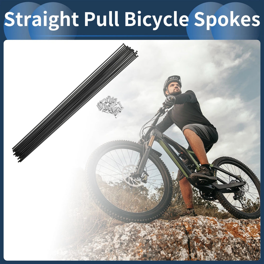 Bicycle Spokes 289mm Straight Pull Black for 14G Carbon Steel (20-Pack)