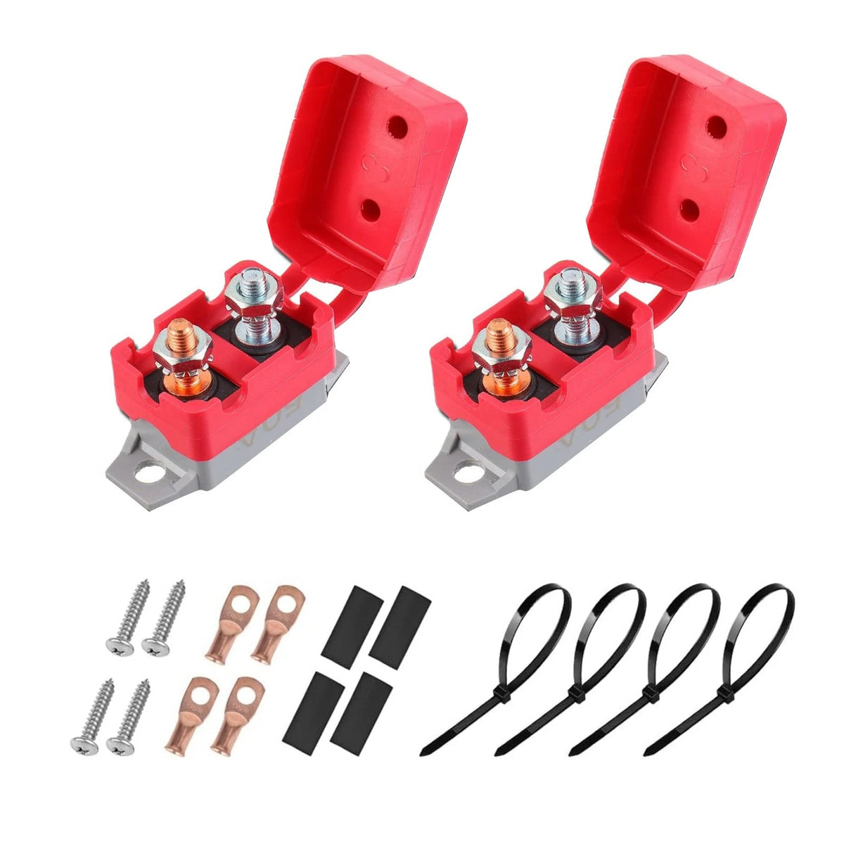 50 Amp Auto Reset Circuit Breaker for DC12V/24V (Pair)