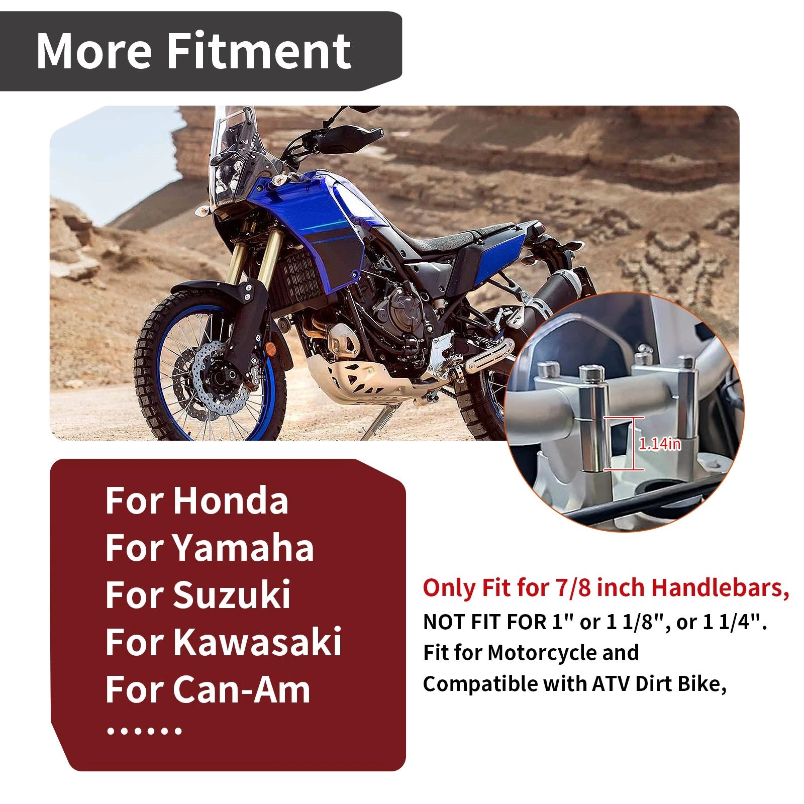 7/8'' Handlebar Risers Bar Kit Clamp 30MM Height for Yamaha ATV Dirt Bike