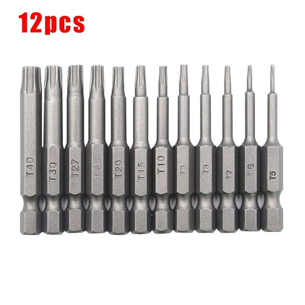 12pc Torx Bit Set for Quick Change Driver Drill Security Tamper Proof
