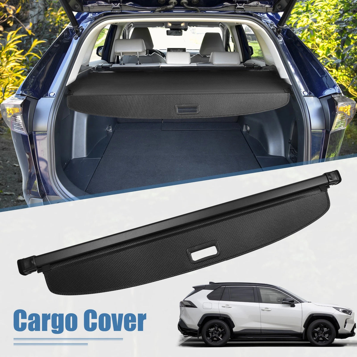 Retractable Cargo Cover for Toyota RAV4 (2019–2023) Black Trunk Shade