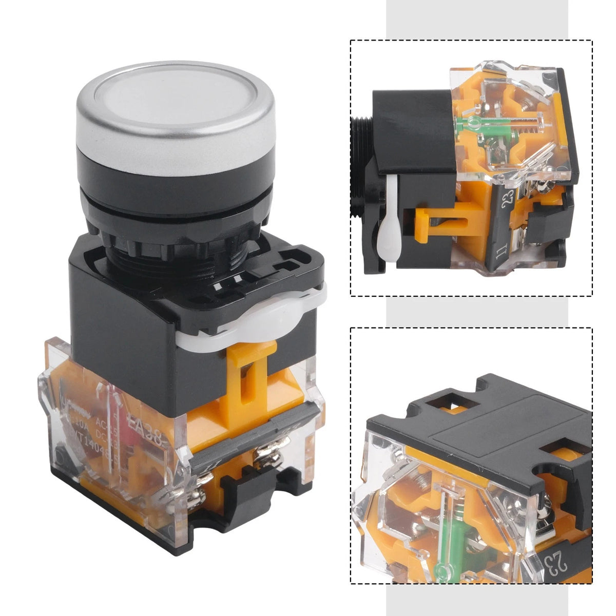 22mm Momentary Switch 1NO 1NC 440V 10A Fire Resistant
