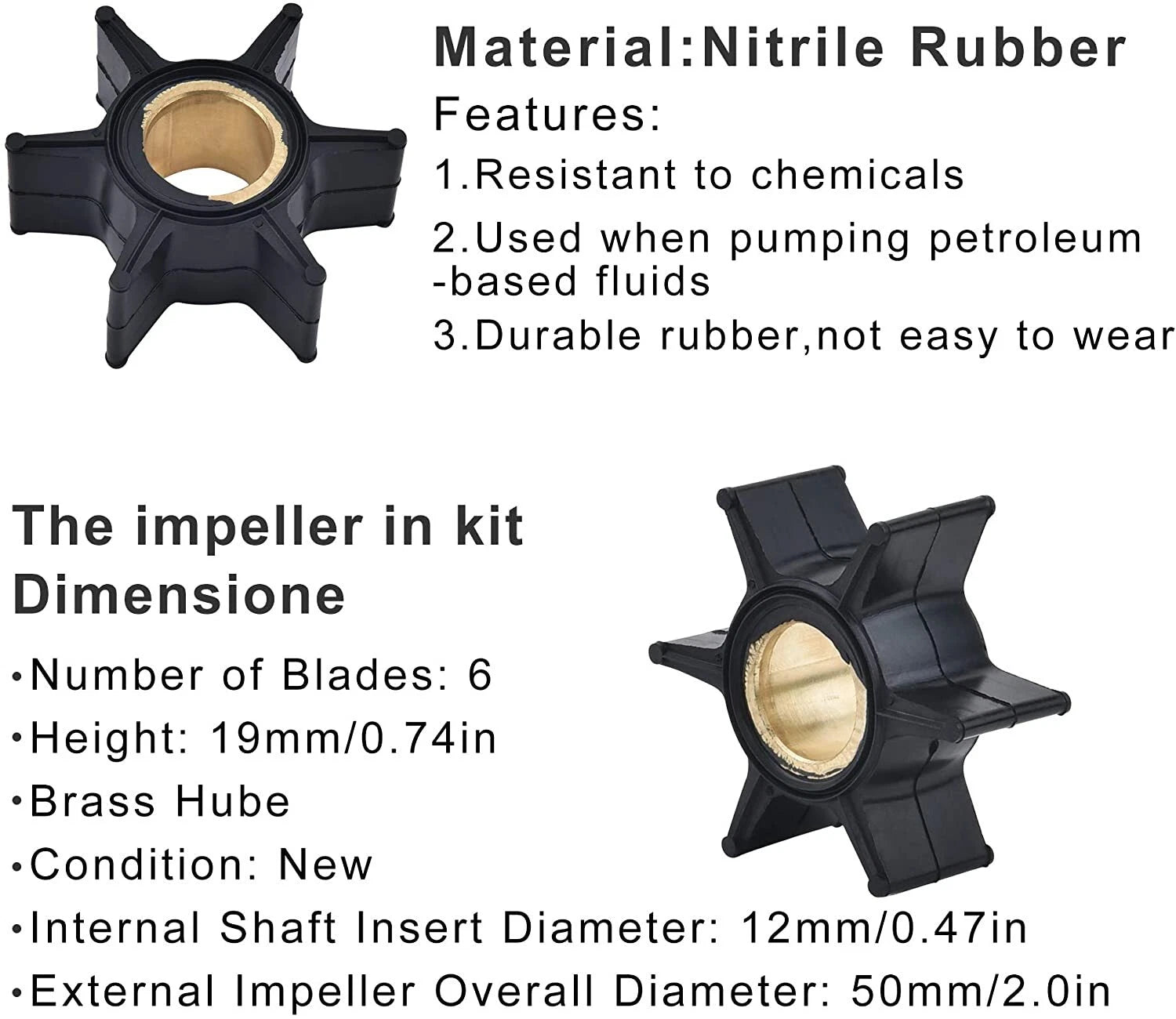 Water Pump Impeller for Evinrude Johnson OMC (0395289, 393630, 0393630)