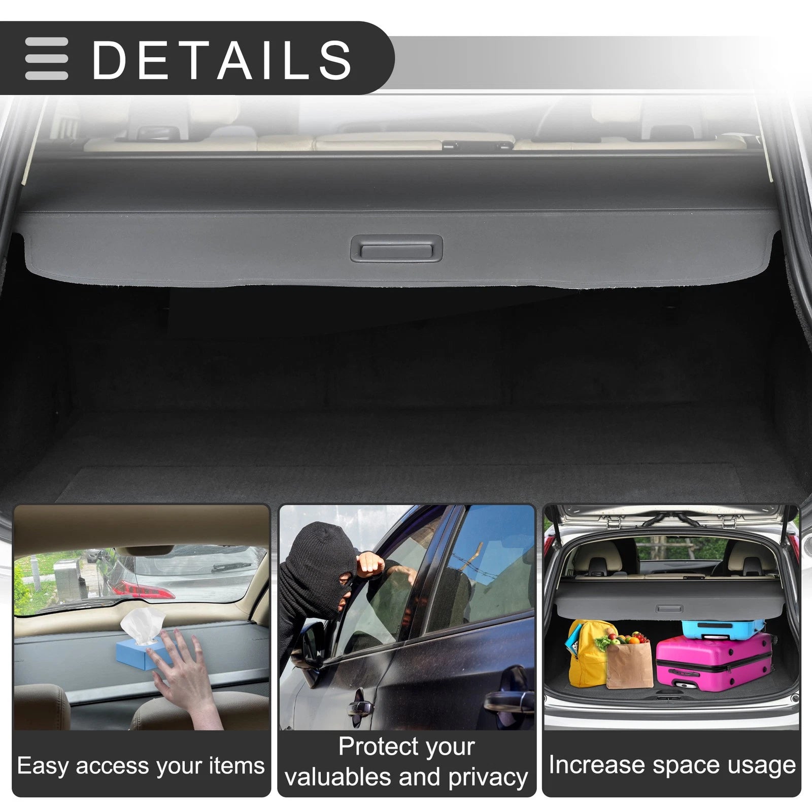 Retractable Cargo Cover for Honda CR-V (2012–2016) Gloss Black