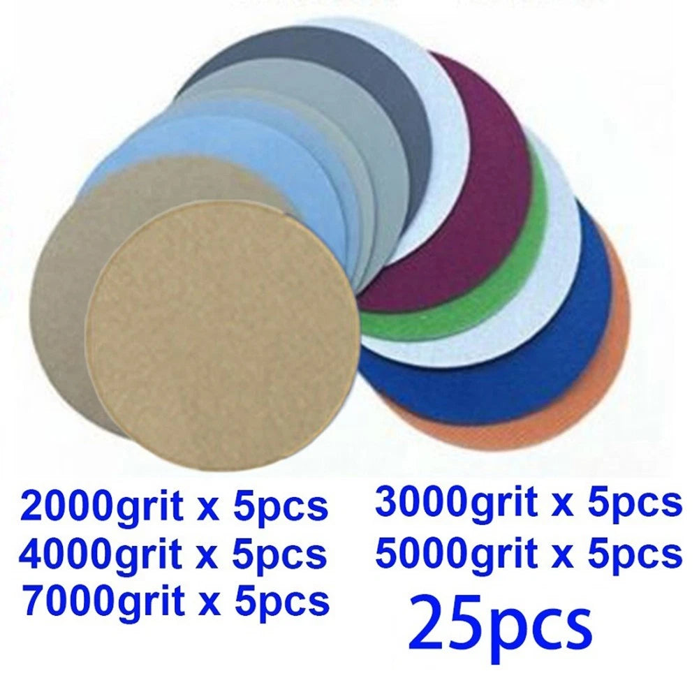 25 Pcs Hook & Loop Sanding Discs for 2000 3000 4000 5000 7000 Grit