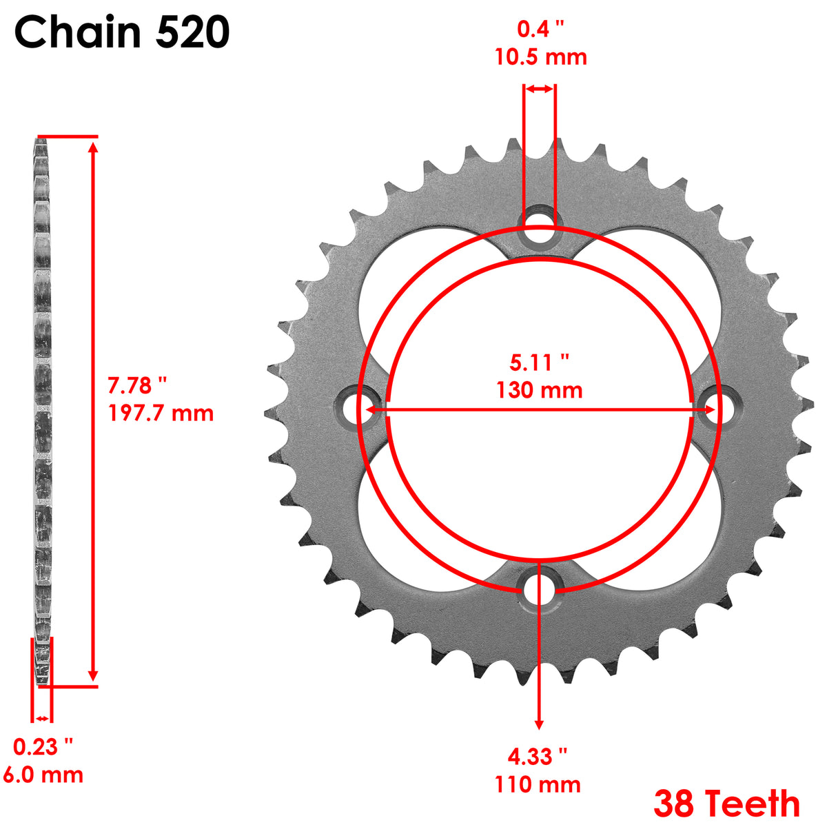 Caltric Drive Chain and Sprockets Replacement for Honda TRX450R (2006–2007)