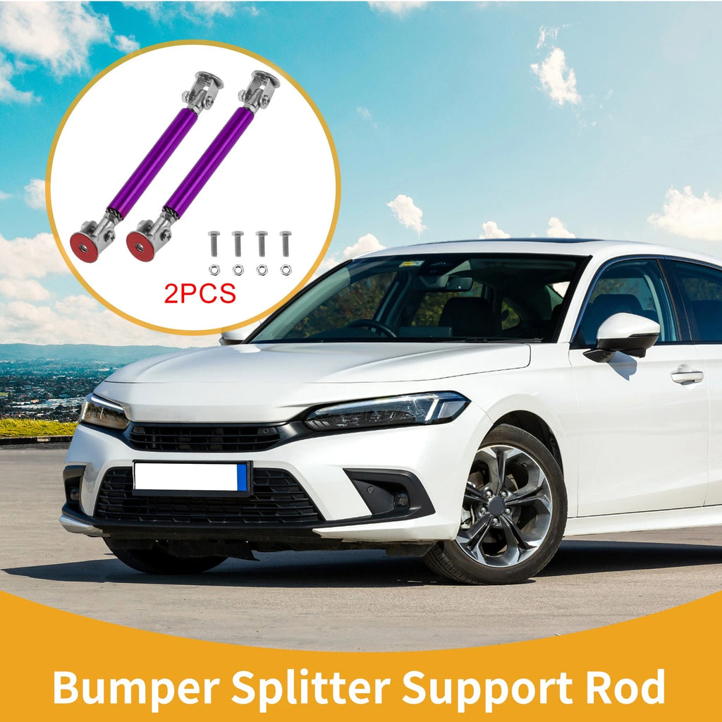 2X Adjustable Front Bumper Lip Splitter Strut for Universal Vehicles (No Drilling)