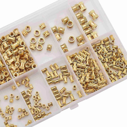 600Pcs Brass Threaded Insert Nuts Assortment Kit for Automotive (AU)