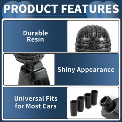 Shift Knob for Universal Fit (12cm) with 4 Adapters - Resin Black Set of 1