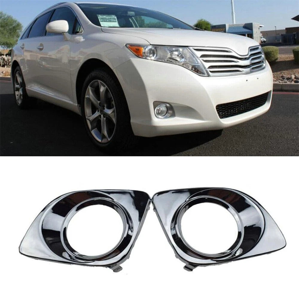 Set of 2 Front Bumper Fog Light Trim Chrome for Toyota Venza (2009–2012)