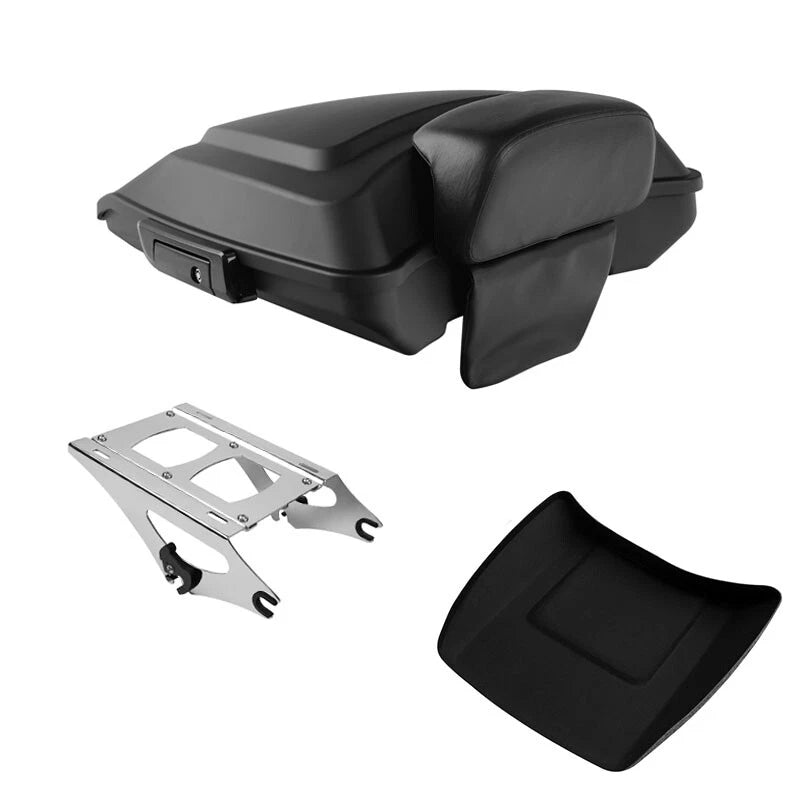 Matte Black Razor Trunk Backrest Pad Mount Rack for Harley Road Glide (2014–2026)