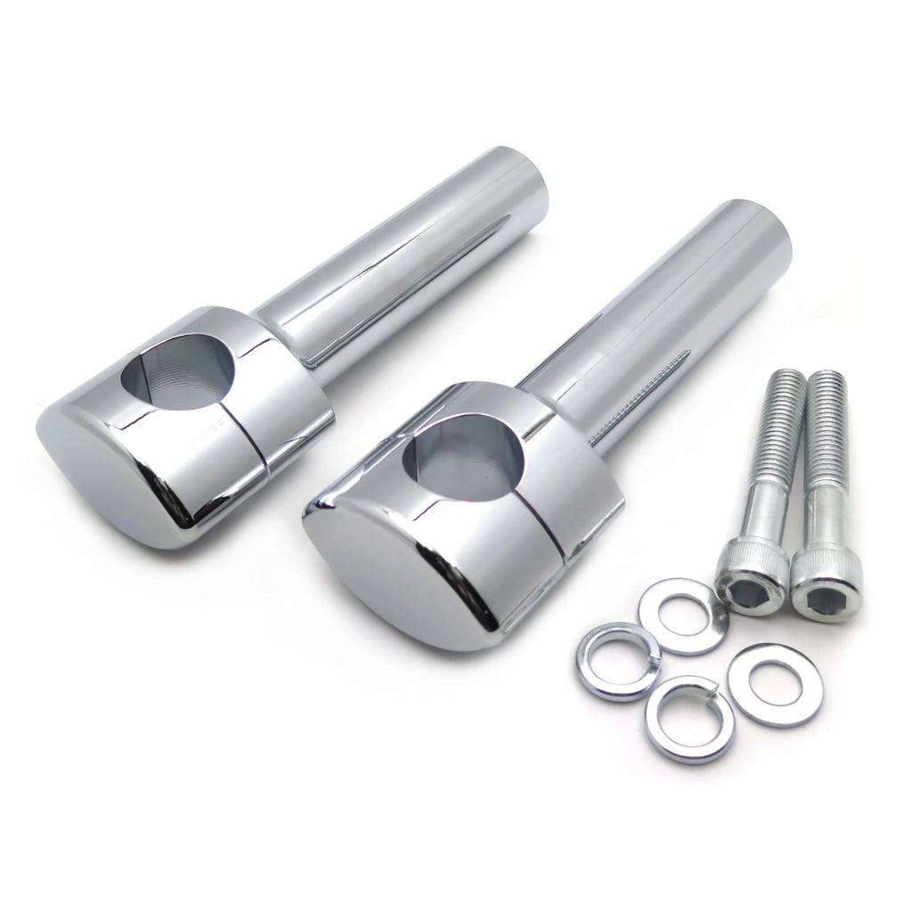 6" Solid Billet Chrome Riser Kit for 1-1/4" Handlebars (1/2-13UNC)