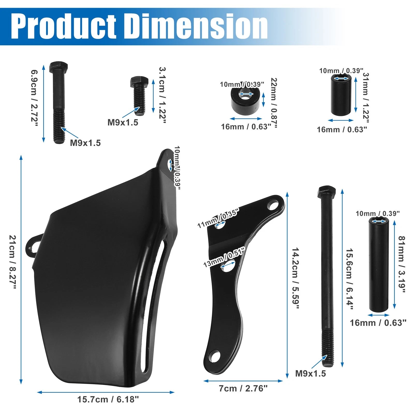 Water Pump Alternator Bracket Kit for Chevy SBC 305 350 Black (Polished)