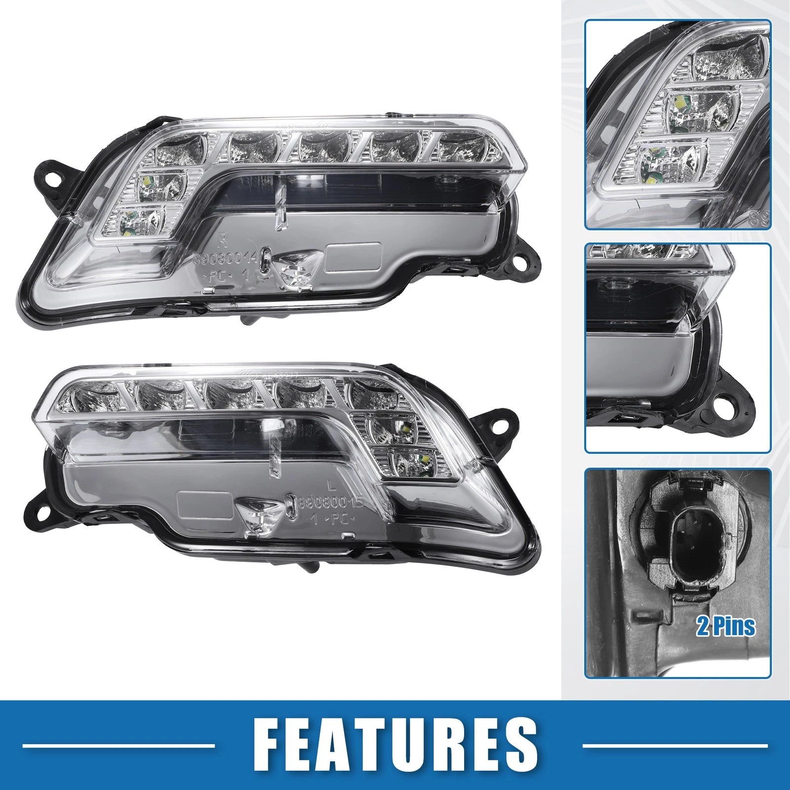 LED Daytime Running Light Pair Replacement for Mercedes Aluminum Plastic (2005–2015)
