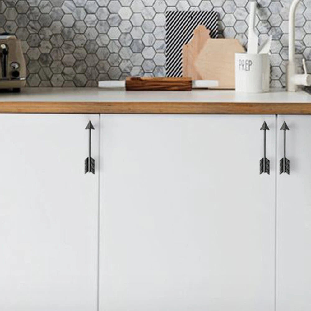 2X Silver Arrow Door Pull Handle Knob for Kitchen Cabinet