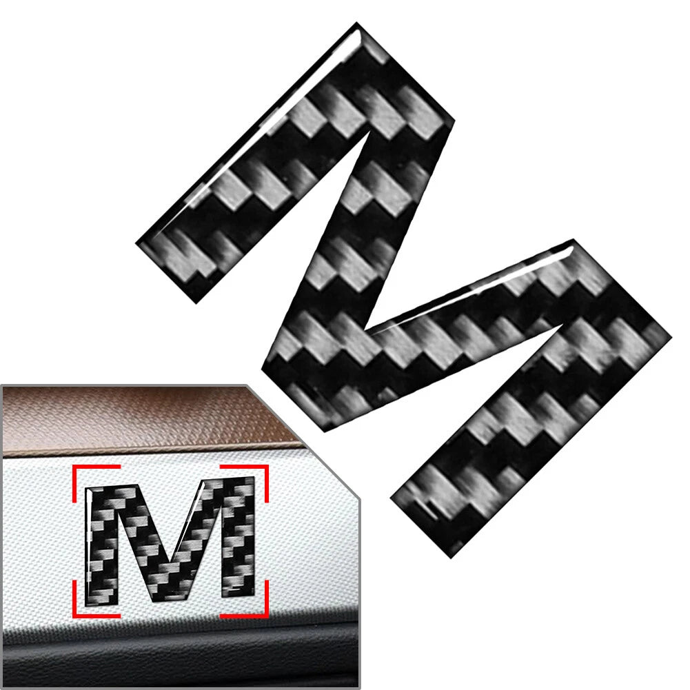 M Window Door Wall Car Badge Emblem Alphabet Letter Decals Stickers Carbon Black