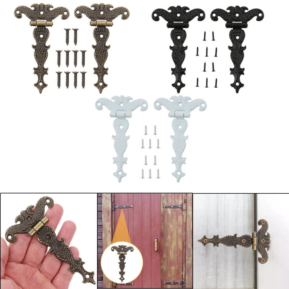 Set of 4 Antique Decorative Hinges for Wooden Box