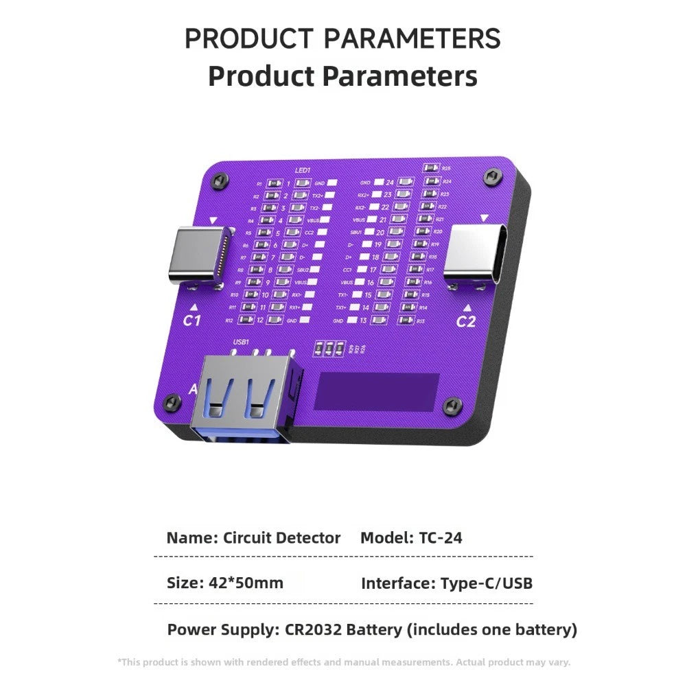 Type C Cable Tester for USB Interface C1 and C2