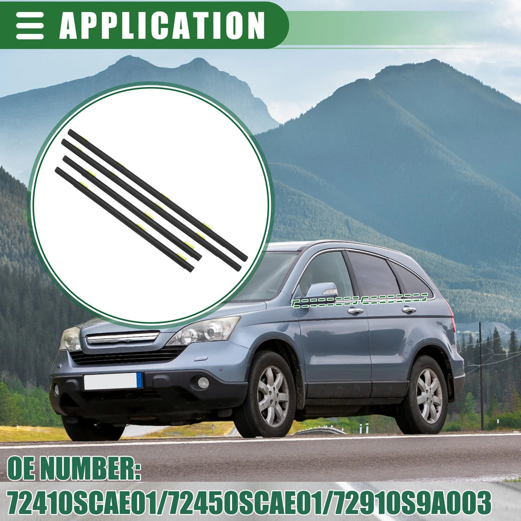 Window Weatherstrip Set Replacement for Honda (2007–2011) Rubber