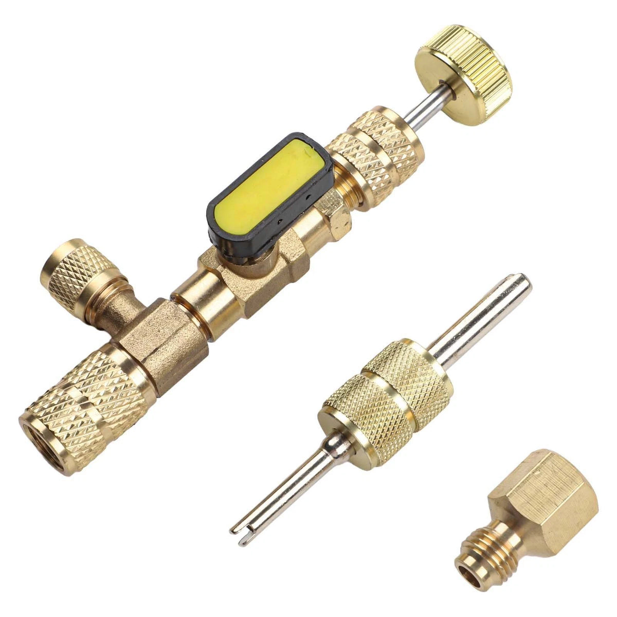 HVAC Tool Set for Automotive Repair (Valve Core Removal, Brass Adapters)