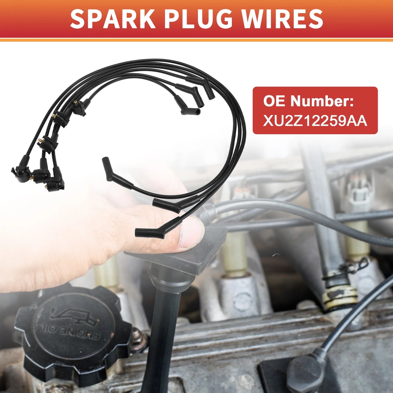 6 Pcs Spark Plug Wire Set Replacement for Ford Mustang (2005–2014)