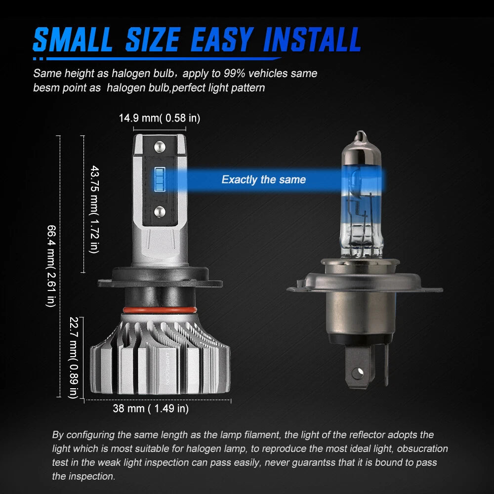 2X H7 50W LED Headlight Conversion Bulbs Kit 6500K for NOVSIGHT