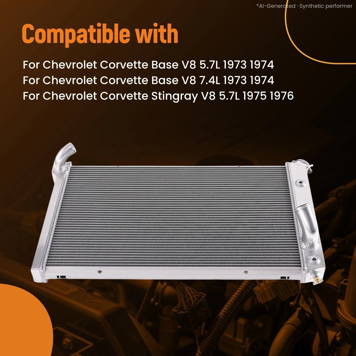 3 Row Aluminum Radiator for Chevrolet Corvette V8 (1973–1976) 478 MC478 AE478