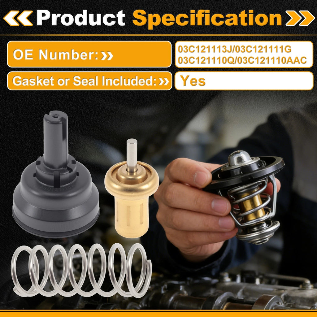 Engine Coolant Thermostat Replacement with Seal for Volkswagen Jetta 2013-2016