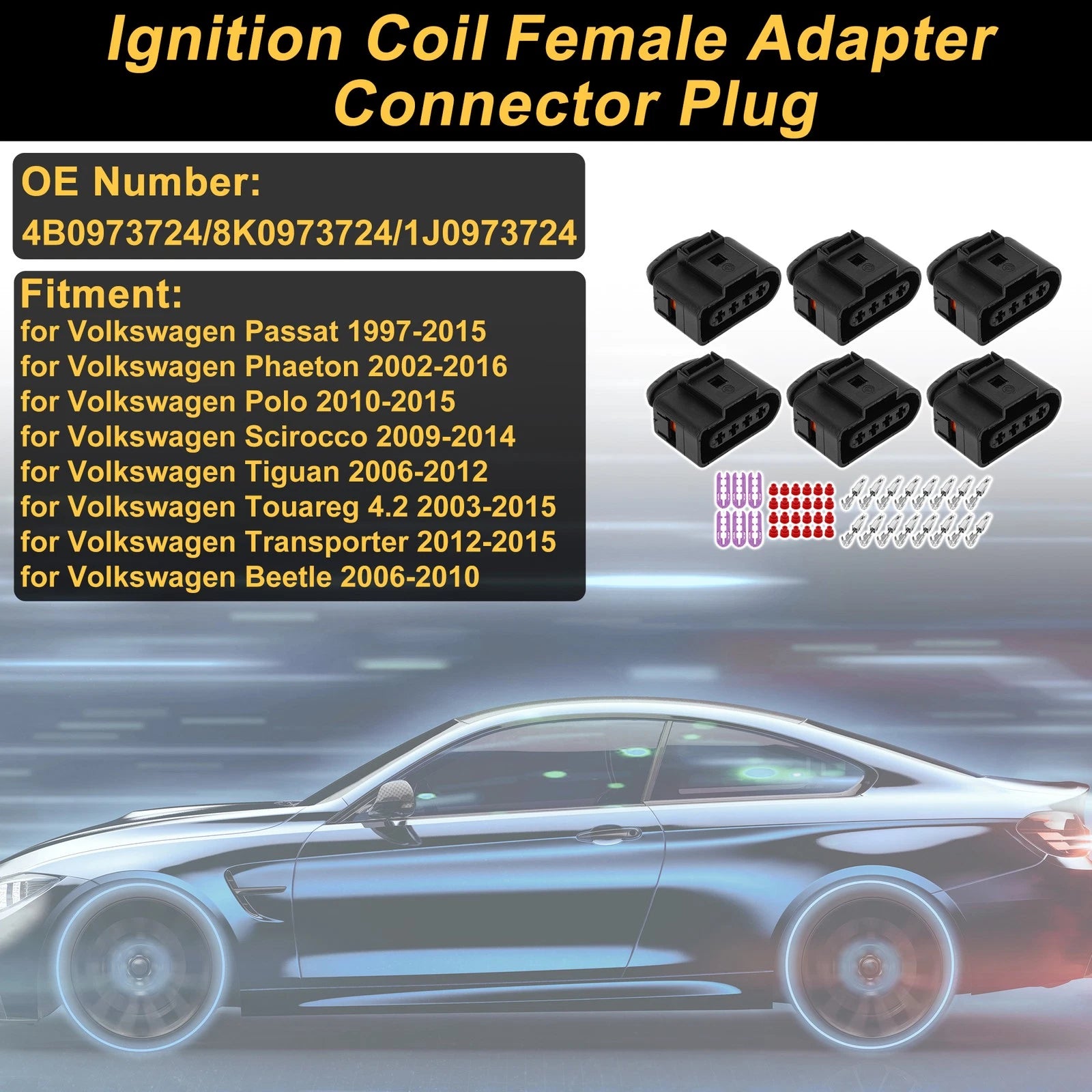Ignition Coil Connector Plug with 4 Pins for Volkswagen Passat (2005–2015)