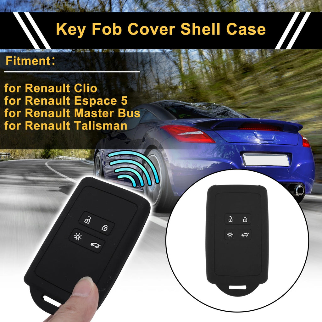 Black TPU Car Key Case for Renault Clio (2012–2019)