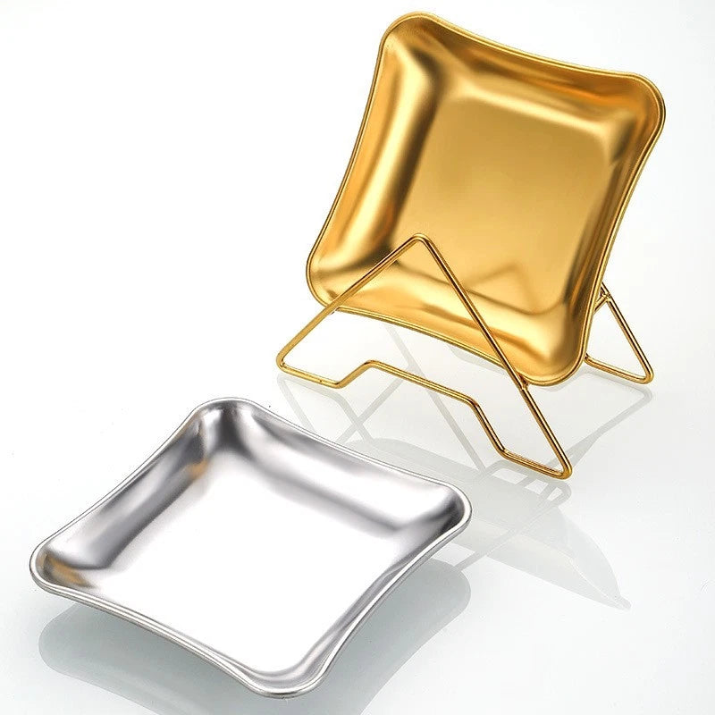 Set of 2 Stainless Steel Fruit Plates for Kitchen Counter