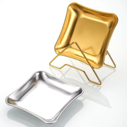 Set of 2 Stainless Steel Fruit Plates for Kitchen Counter