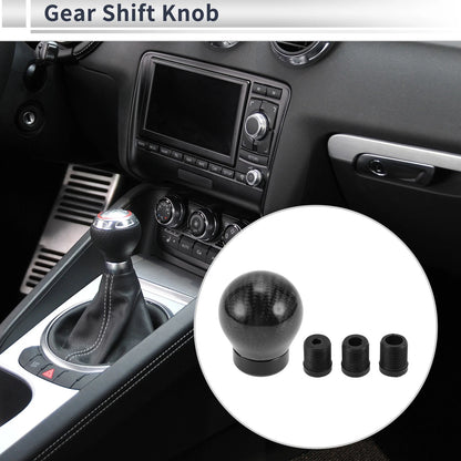 Ball Shift Knob with 3 Adapters for Universal Fit (Carbon Fiber Black)
